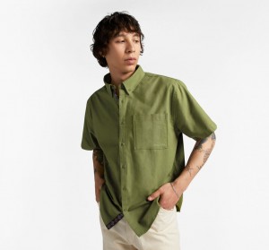 Converse Basic Woven Rövid Sleeve Shirt Zöld | 902RTFSUA