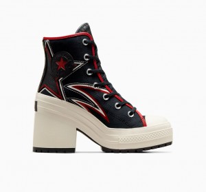 Converse Chuck 70 De Luxe Heel Moto Fekete Piros | 126CXOKFI