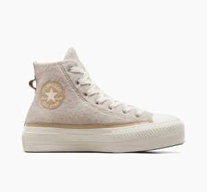 Converse Chuck Taylor All Star Lift Platform Faux Mohair Egret / Epic Dune / Egret | 890TWLHXJ