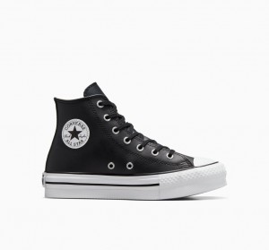 Converse Chuck Taylor All Star Lift Platform Bőr Fekete Fehér | 274LSFEJM