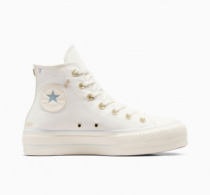 Converse Chuck Taylor All Star Lift Platform Tiny Tattoos Fehér Kék | 642ZBIPYD