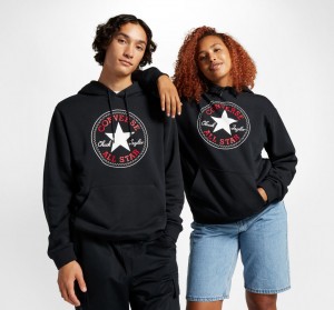 Converse Converse Go-To All Star Patch Standard-Fit Fleece Pullover Hoodie Fekete | 280LGRMEA