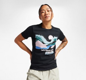 Converse Outdoor Art T-Shirt Fekete | 281MYBQKU