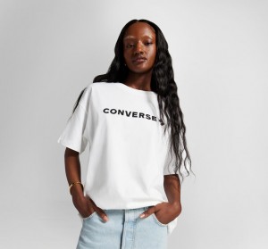 Converse Oversized Wordmark T-Shirt Fehér | 029BOJFWN