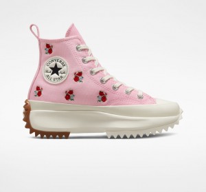 Converse Run Star Hike Platform Embroidered Floral Rózsaszín Piros | 217KQTAGI