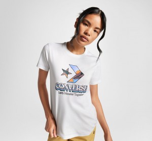 Converse Star Chevron Mountain Grafika T-Shirt Fehér | 531LFMYVU