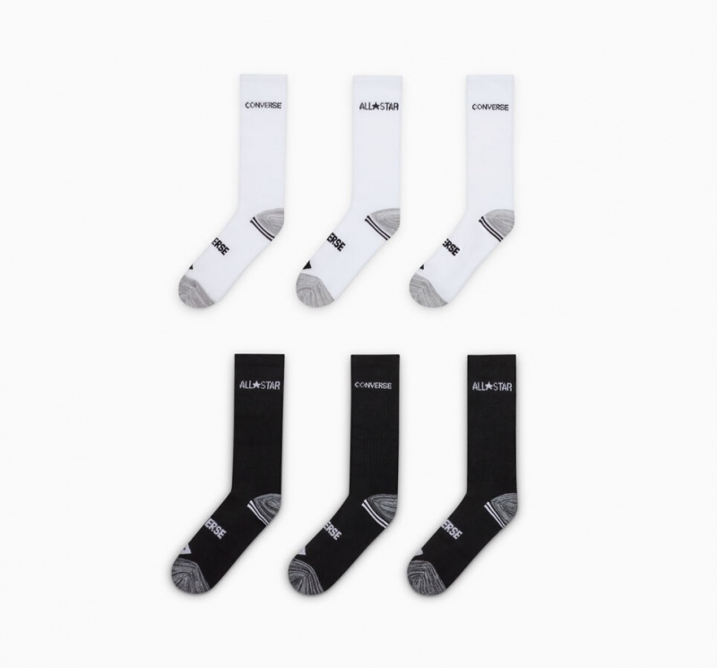 Converse All Star 6-Pack Crew Socks Fehér Fekete | 530GQRHDV