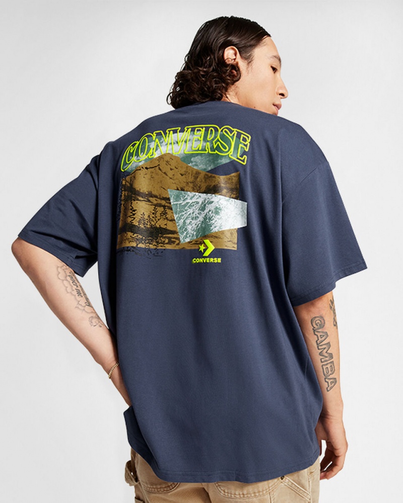 Converse All Star Mountain Remix T-Shirt Kék | 078CVOMNP