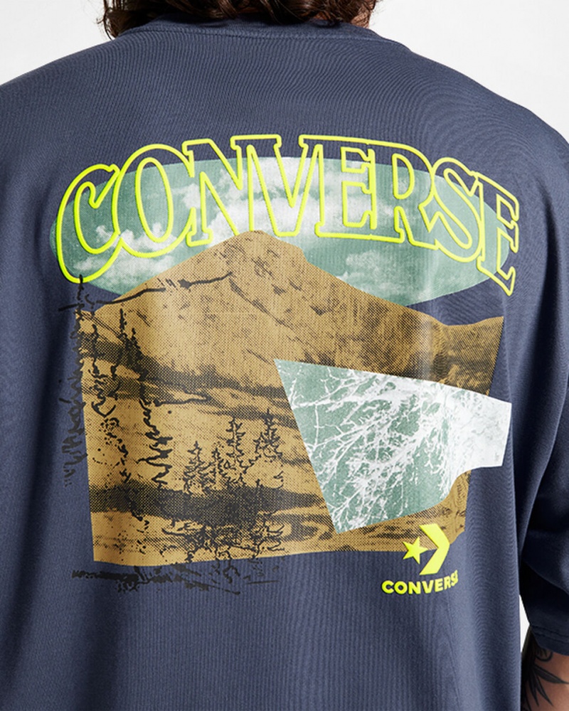 Converse All Star Mountain Remix T-Shirt Kék | 078CVOMNP