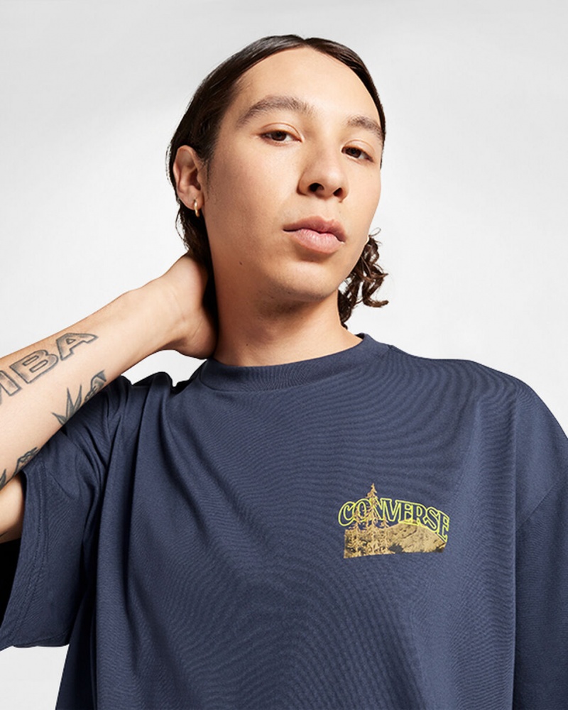 Converse All Star Mountain Remix T-Shirt Kék | 078CVOMNP