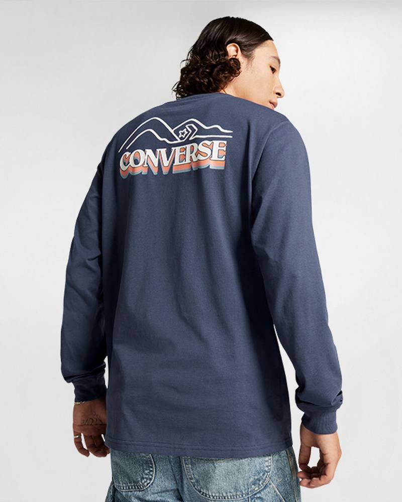 Converse All Star Téli Chill Long-Sleeve T-Shirt Kék | 839CAVSOH