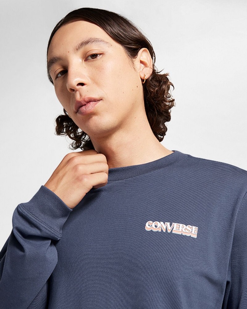 Converse All Star Téli Chill Long-Sleeve T-Shirt Kék | 839CAVSOH