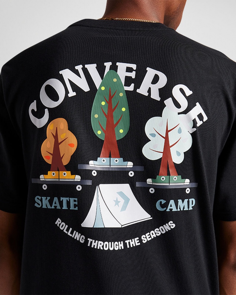 Converse All Star Tree T-shirt Fekete | 642QKLUYE