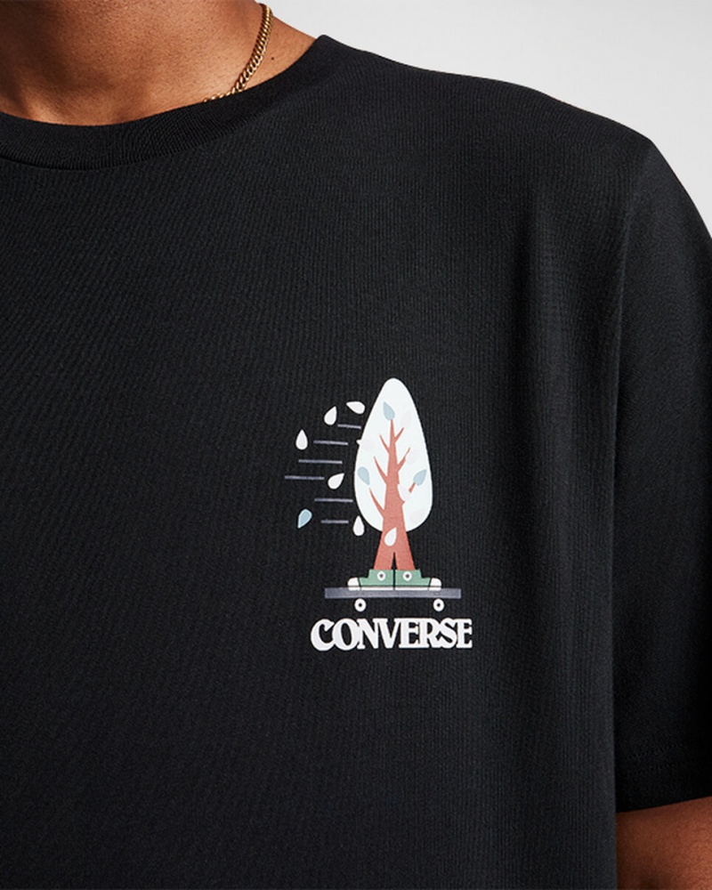 Converse All Star Tree T-shirt Fekete | 642QKLUYE