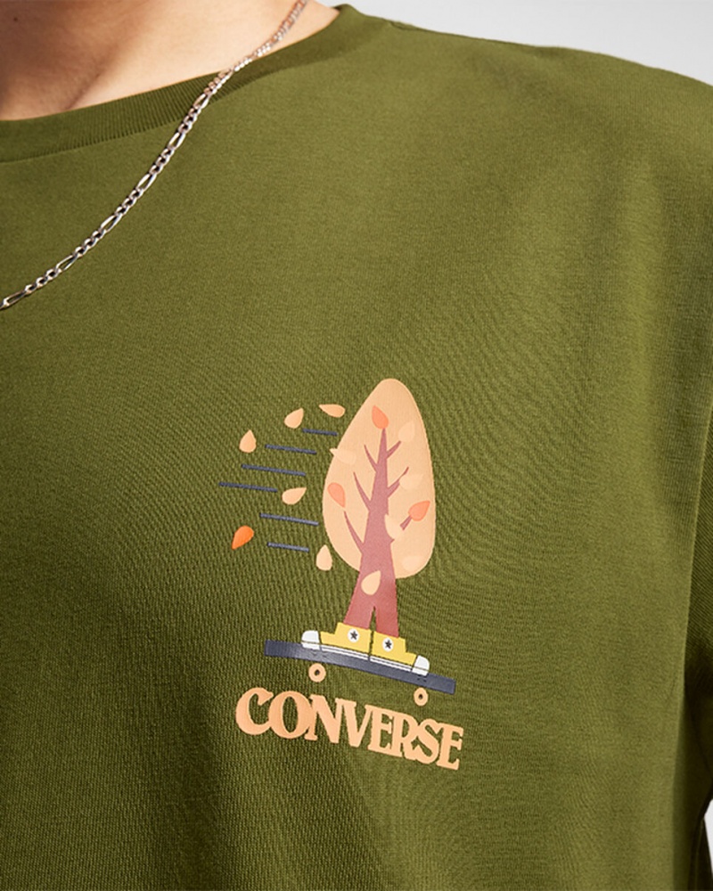 Converse All Star Tree T-shirt Zöld | 430IVQFHU