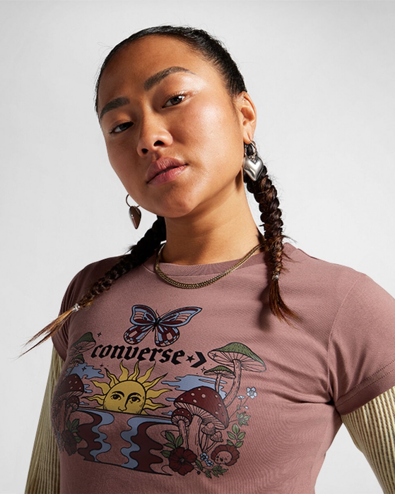 Converse Blooming Skate T-Shirt Saddle | 310NRTYQG