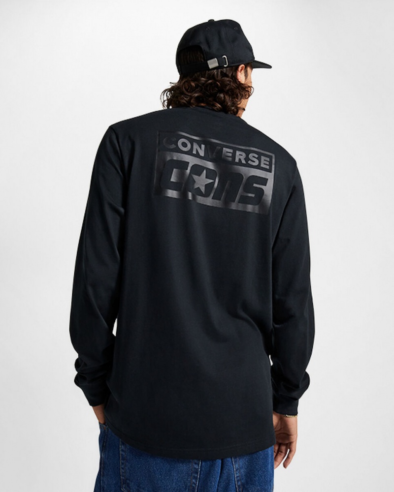 Converse CONS Long Sleeve T-Shirt Fekete | 052NEOSVD