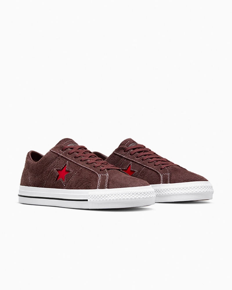 Converse CONS One Star Pro Barna Fehér Piros | 659VDLQSB