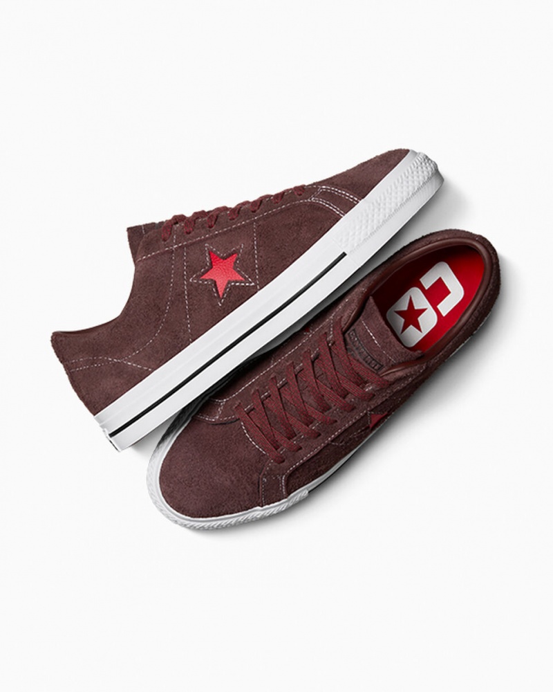 Converse CONS One Star Pro Barna Fehér Piros | 659VDLQSB