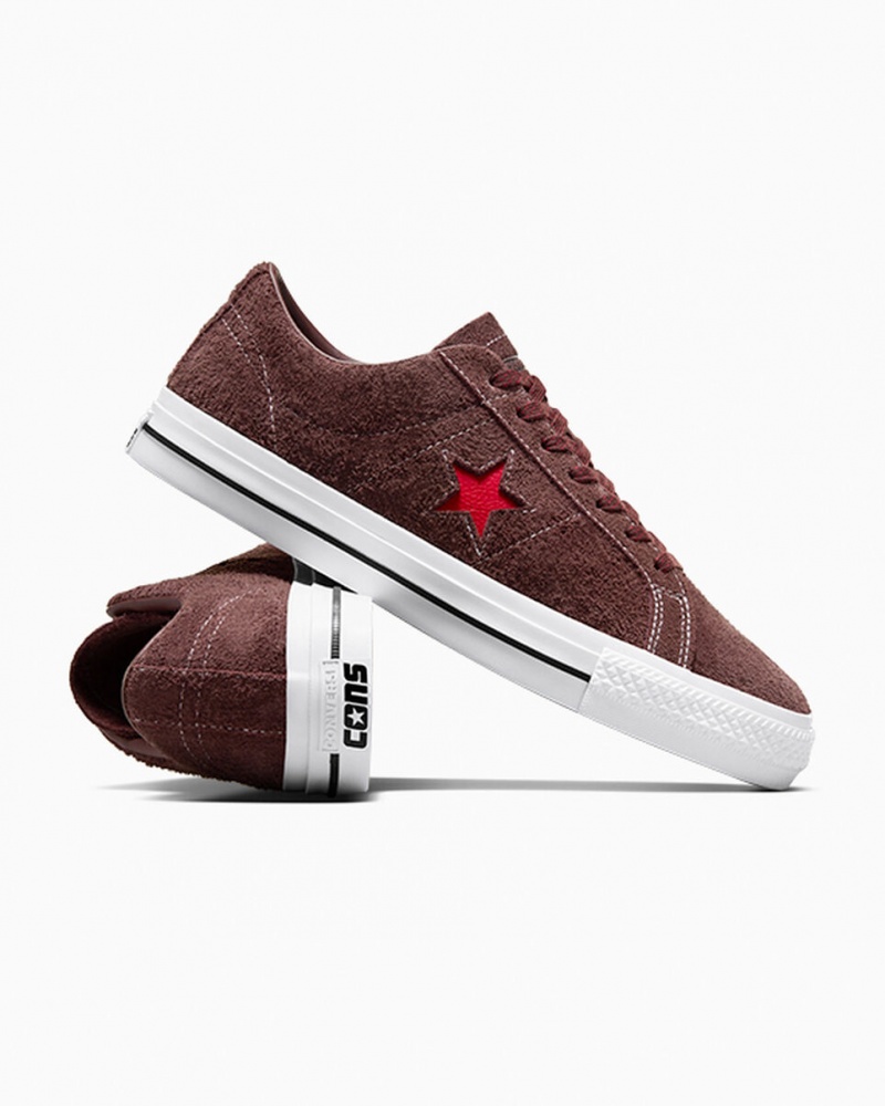 Converse CONS One Star Pro Barna Fehér Piros | 659VDLQSB