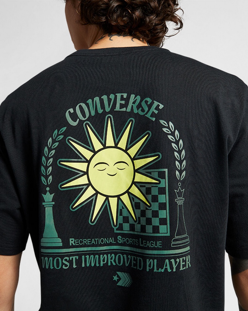 Converse Chess League Grafika T-Shirt Fekete | 321VQFPKC