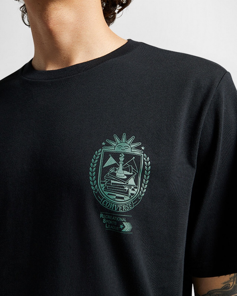 Converse Chess League Grafika T-Shirt Fekete | 321VQFPKC