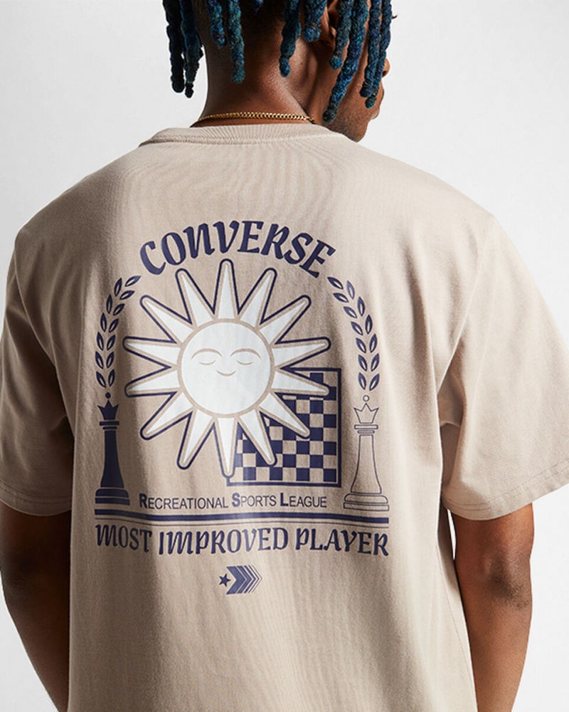 Converse Chess League Grafika T-Shirt Wonder Stone | 370FUGHEV