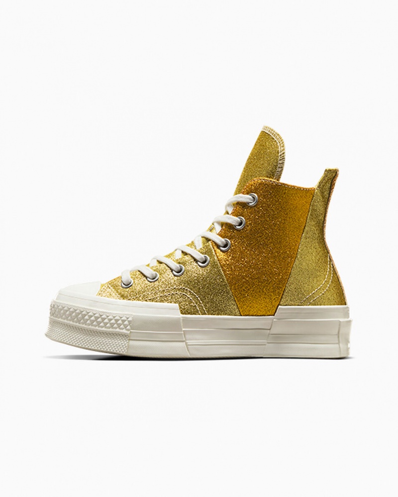 Converse Chuck 70 Plus Glitter Fehér Sötétarany | 456KPHXRG