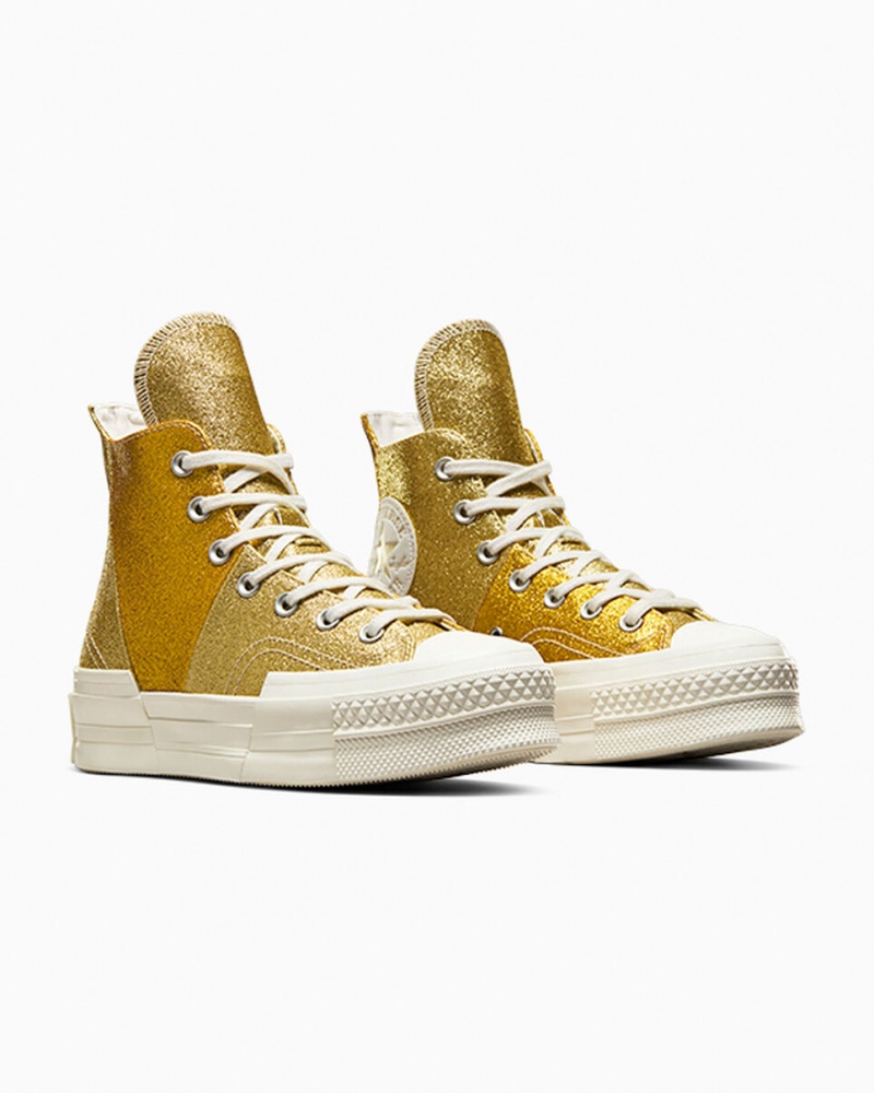 Converse Chuck 70 Plus Glitter Fehér Sötétarany | 456KPHXRG