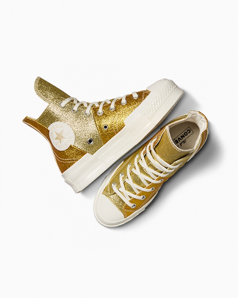 Converse Chuck 70 Plus Glitter Fehér Sötétarany | 456KPHXRG