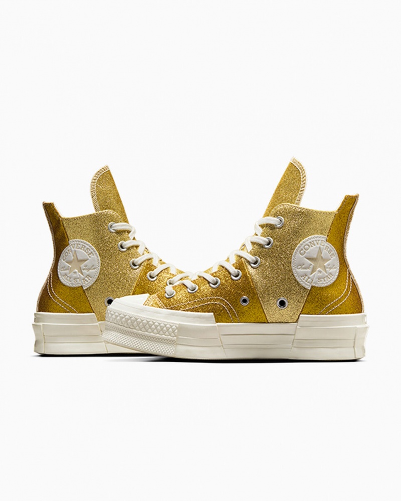 Converse Chuck 70 Plus Glitter Fehér Sötétarany | 456KPHXRG