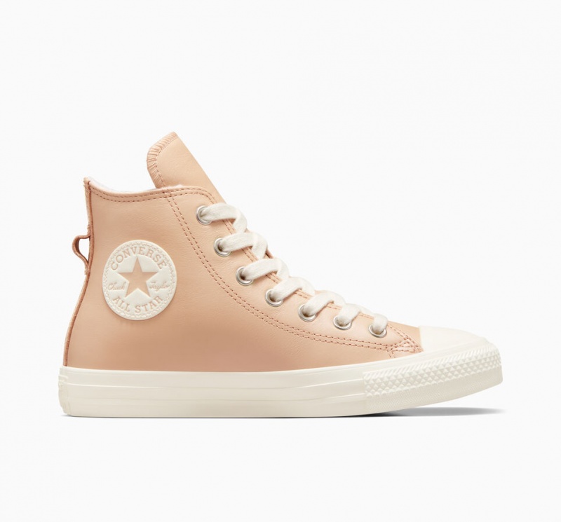 Converse Chuck Taylor All Star Bőr Faux Fur Lining Epic Dune / Egret / Egret | 421OHIMXB