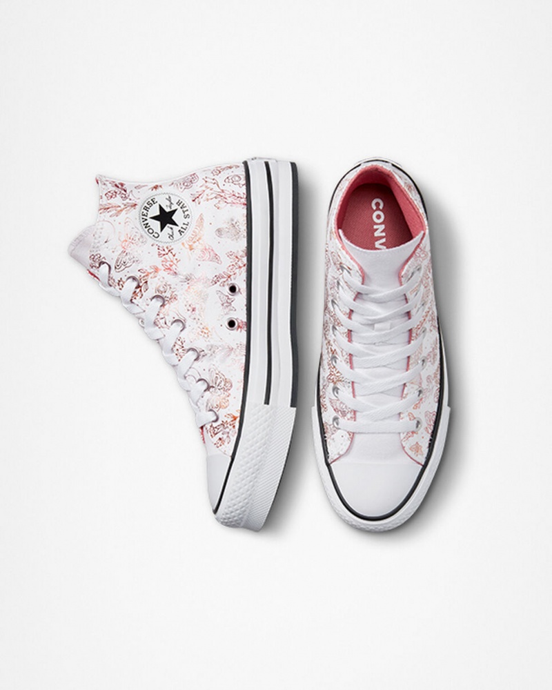 Converse Chuck Taylor All Star EVA Lift Platform Butterfly Shine Fehér Rózsaszín Fekete | 728AHNOGC