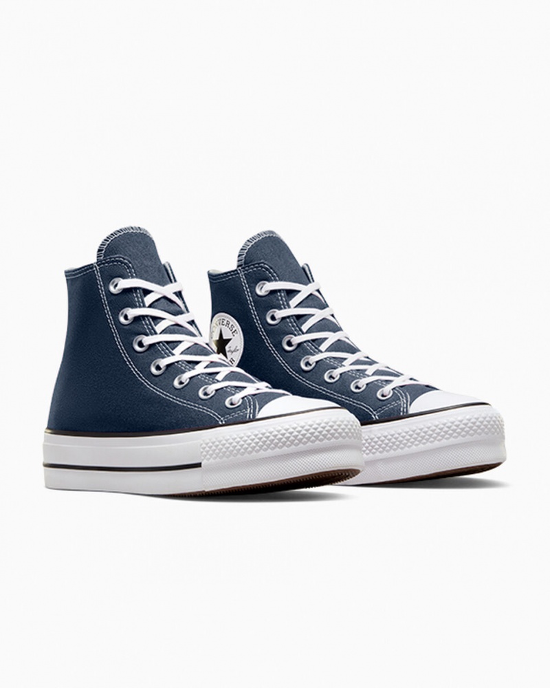 Converse Chuck Taylor All Star Lift Platform Sötétkék Fehér Fekete | 594MTLBNC