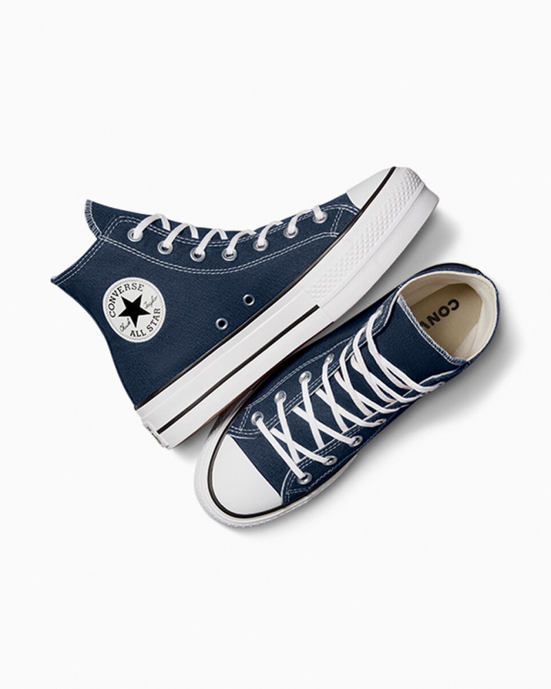 Converse Chuck Taylor All Star Lift Platform Sötétkék Fehér Fekete | 594MTLBNC