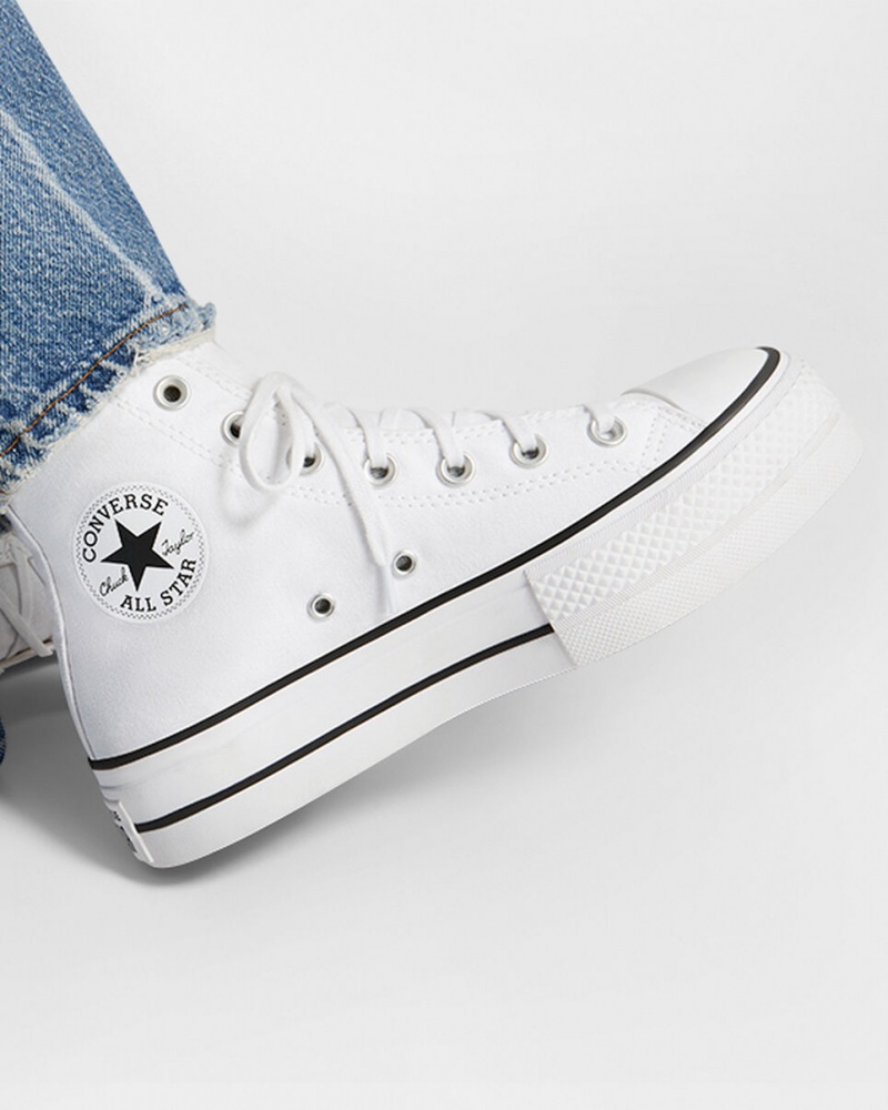 Converse Chuck Taylor All Star Lift Platform Fehér Fekete Fehér | 098PAWXBF