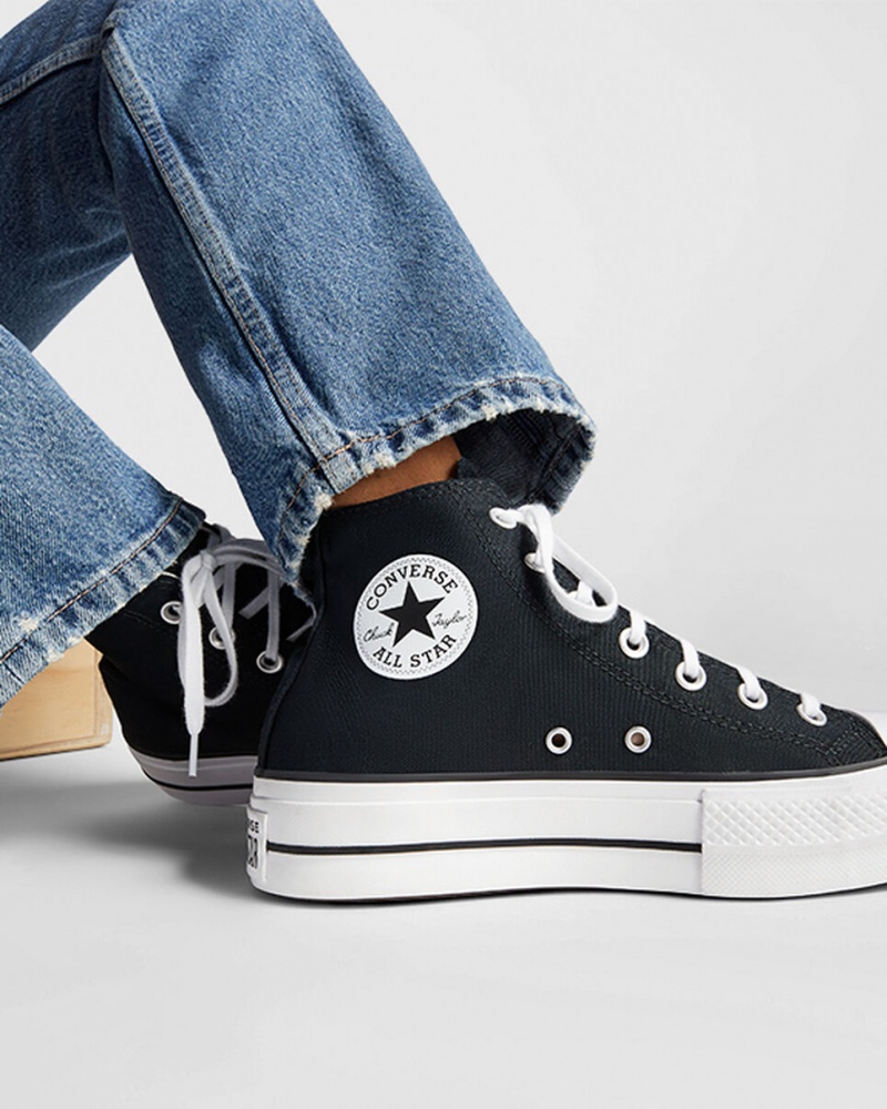 Converse Chuck Taylor All Star Lift Platform Fekete Fehér Fehér | 780IHVLJT