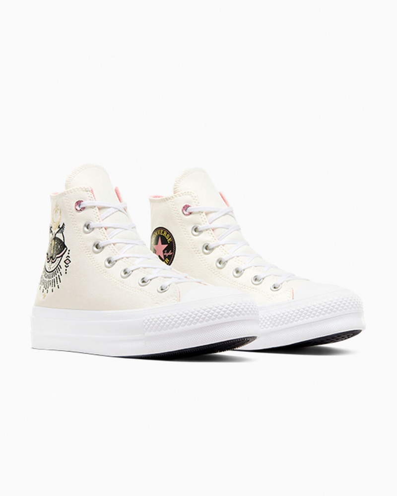 Converse Chuck Taylor All Star Lift Platform Alchemy Embroidery Fekete Rózsaszín | 958RAHWNJ