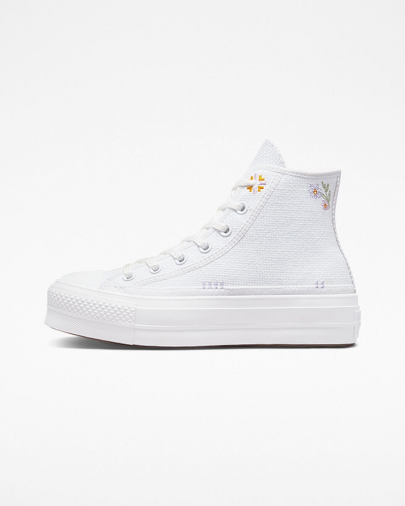 Converse Chuck Taylor All Star Lift Platform Autumn Embroidery Fehér | 942MCFSXR