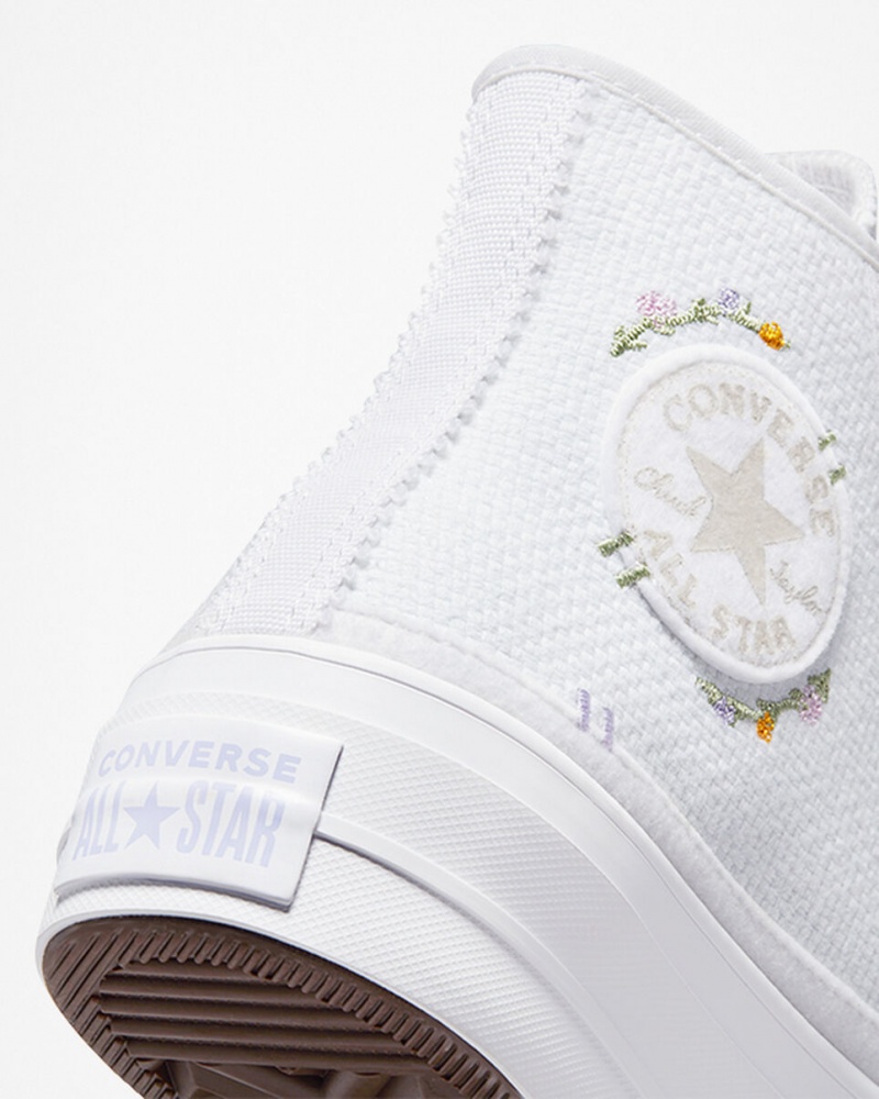 Converse Chuck Taylor All Star Lift Platform Autumn Embroidery Fehér | 942MCFSXR