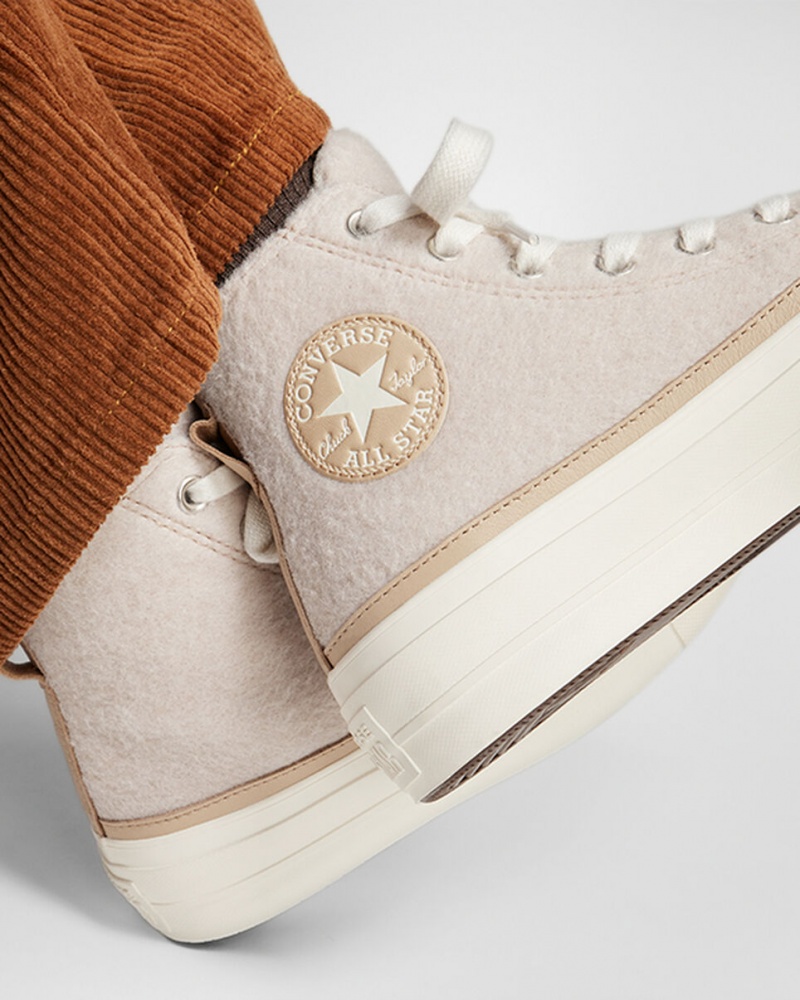 Converse Chuck Taylor All Star Lift Platform Faux Mohair Egret / Epic Dune / Egret | 890TWLHXJ