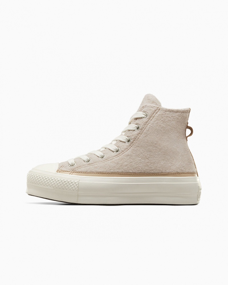 Converse Chuck Taylor All Star Lift Platform Faux Mohair Egret / Epic Dune / Egret | 890TWLHXJ