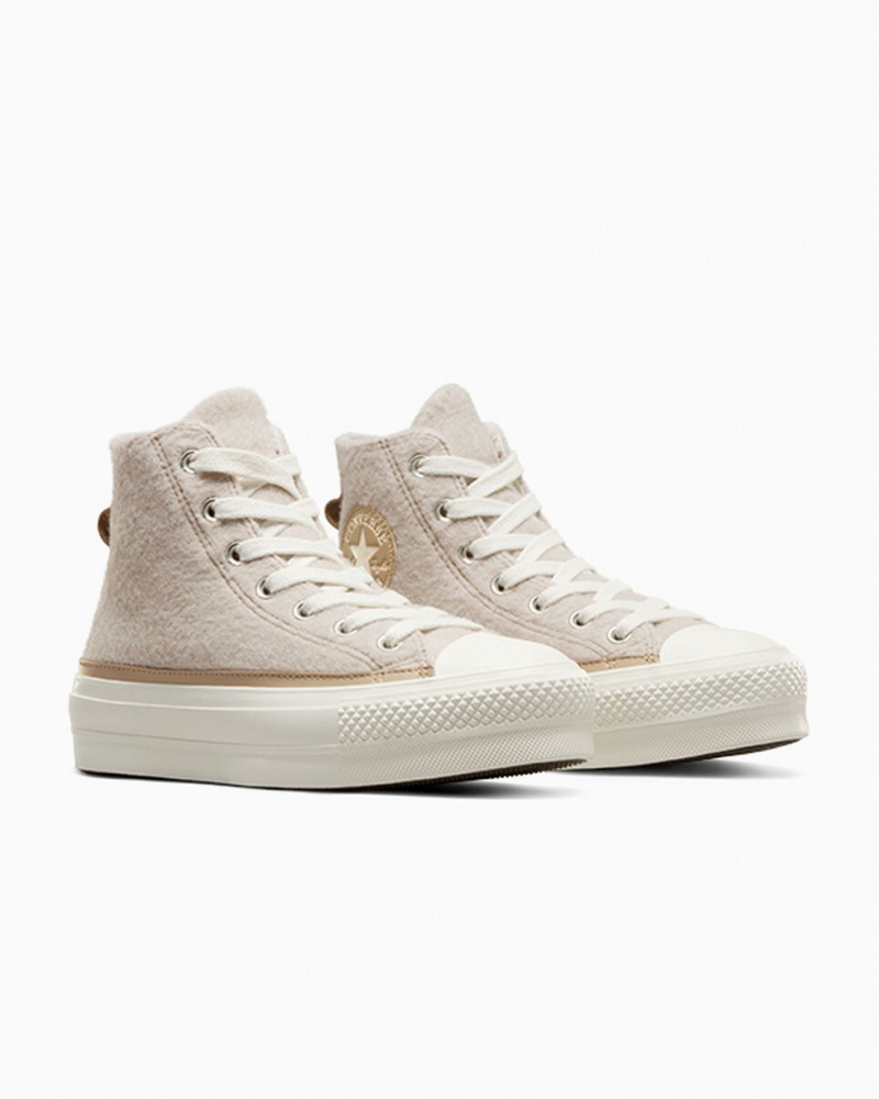 Converse Chuck Taylor All Star Lift Platform Faux Mohair Egret / Epic Dune / Egret | 890TWLHXJ