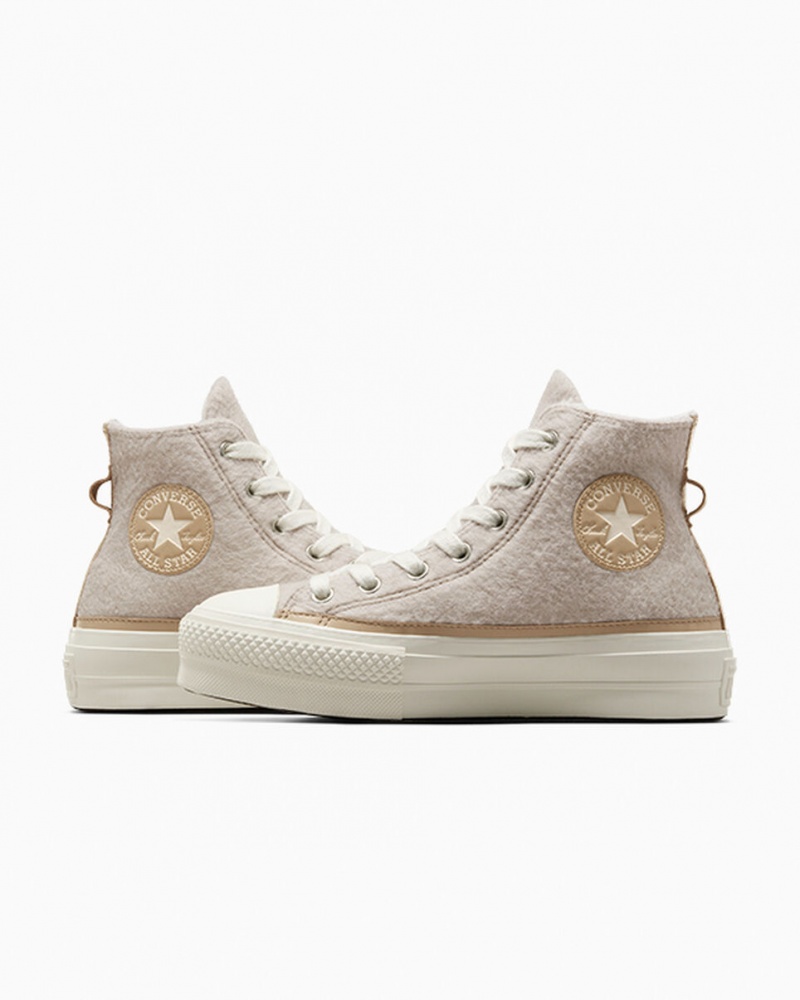 Converse Chuck Taylor All Star Lift Platform Faux Mohair Egret / Epic Dune / Egret | 890TWLHXJ