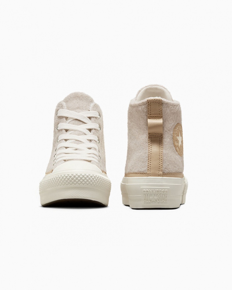 Converse Chuck Taylor All Star Lift Platform Faux Mohair Egret / Epic Dune / Egret | 890TWLHXJ