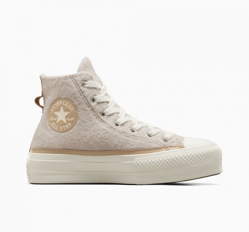 Converse Chuck Taylor All Star Lift Platform Faux Mohair Egret / Epic Dune / Egret | 890TWLHXJ