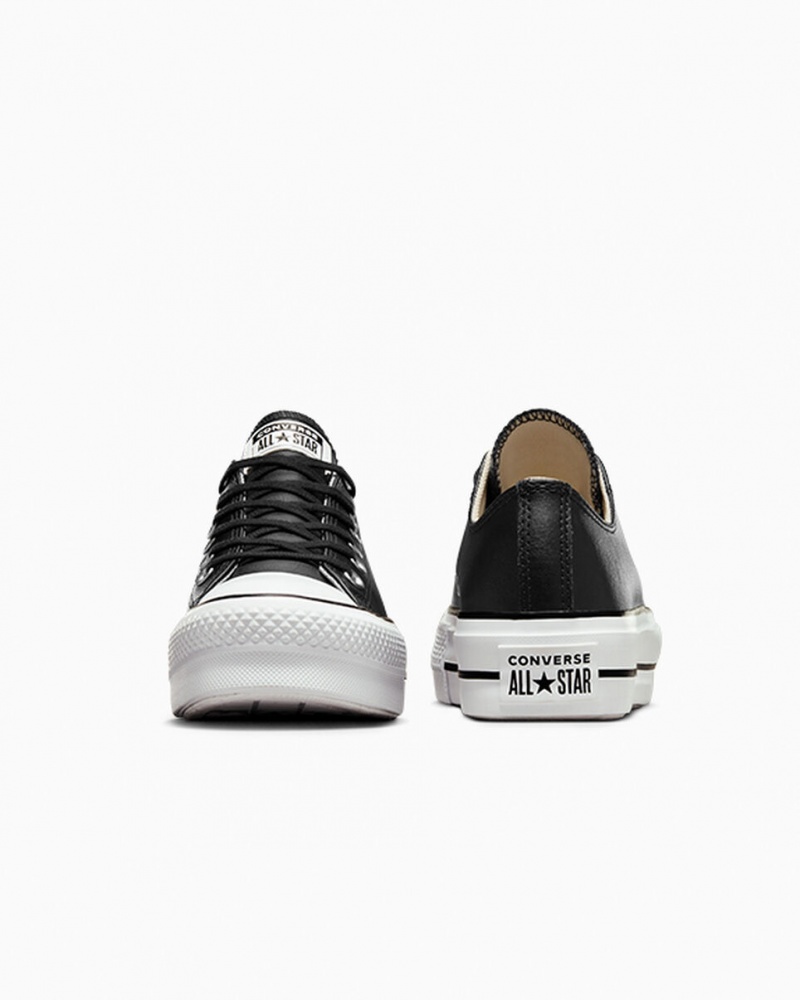 Converse Chuck Taylor All Star Lift Platform Bőr Fekete Fekete Fehér | 213MGLFRN