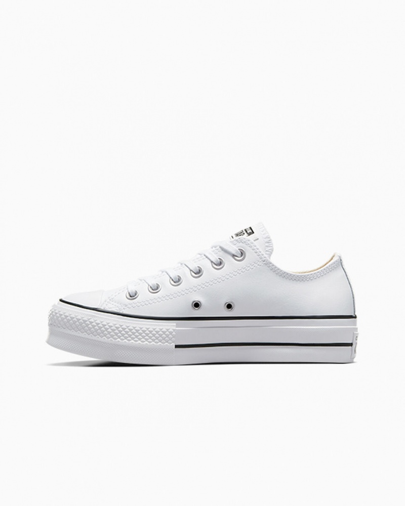 Converse Chuck Taylor All Star Lift Platform Bőr Fehér Fekete Fehér | 382DOLTYJ