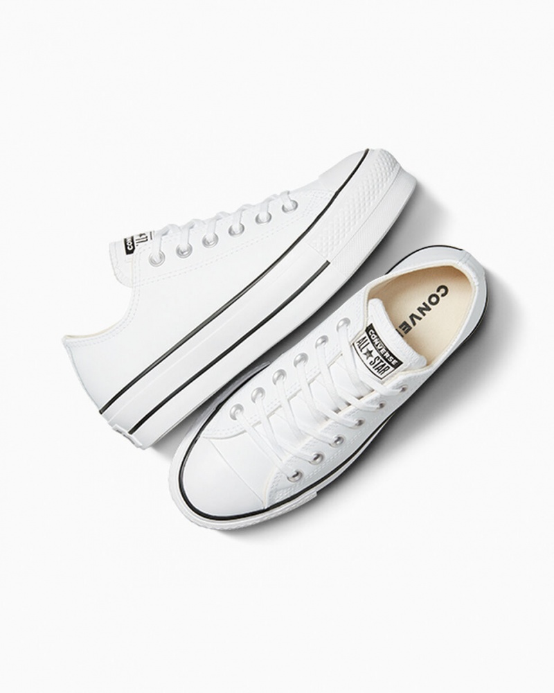 Converse Chuck Taylor All Star Lift Platform Bőr Fehér Fekete Fehér | 382DOLTYJ