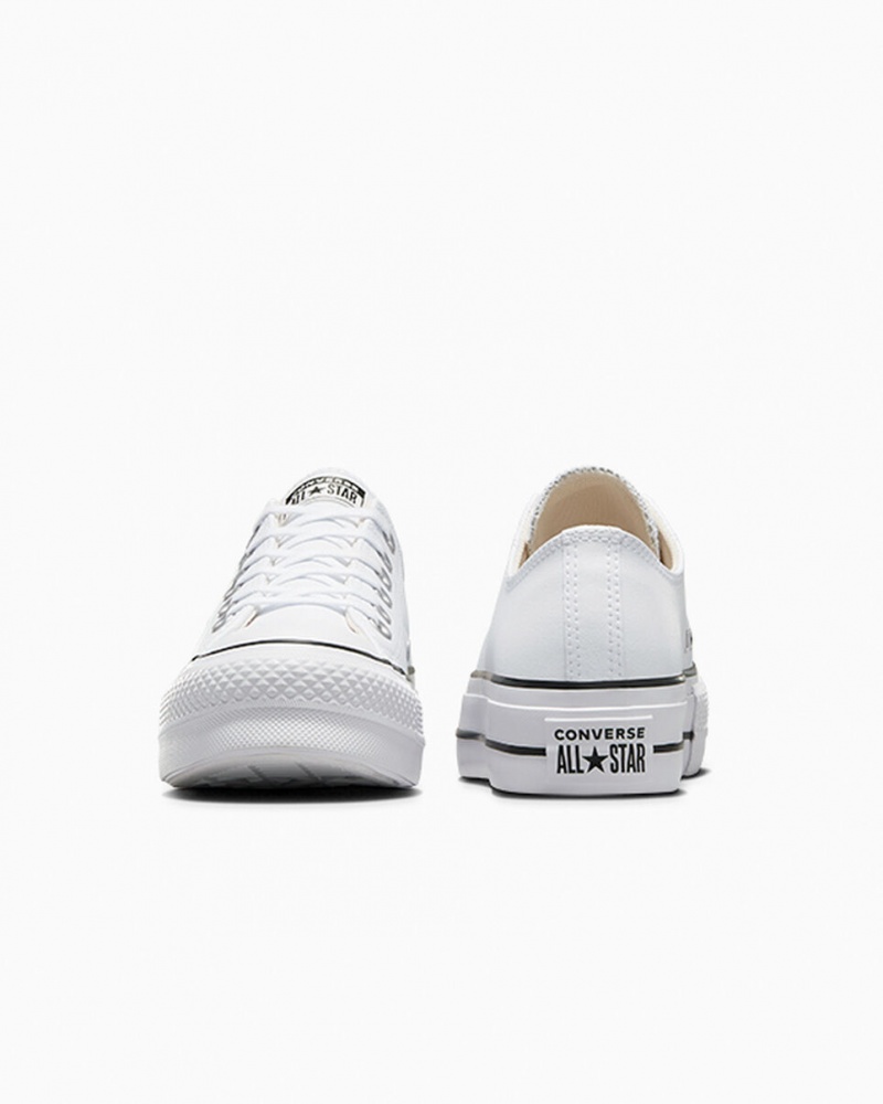 Converse Chuck Taylor All Star Lift Platform Bőr Fehér Fekete Fehér | 382DOLTYJ